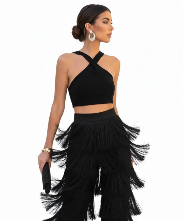 Conjunto negro Flecos