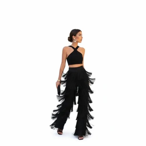 Conjunto negro de flecos